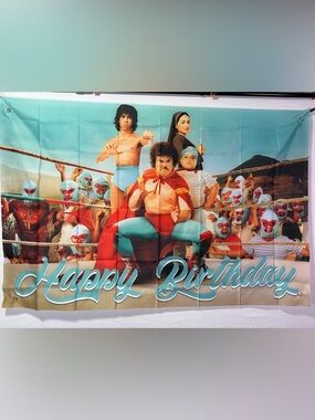 Nacho Libre Happy Birthday Backdrop Banner 5x3Ft.